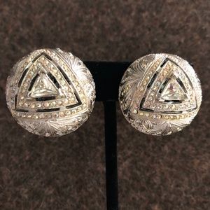VTG Dazzling Pat. 156452 Deco Style Clip Earrings